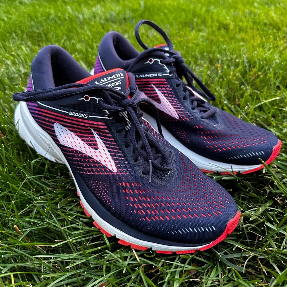 Brooks Launch 9 Women Running Shoes - Navy Blue / Orange / Purple